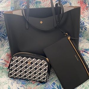 Tory Burch purse with makeup bag